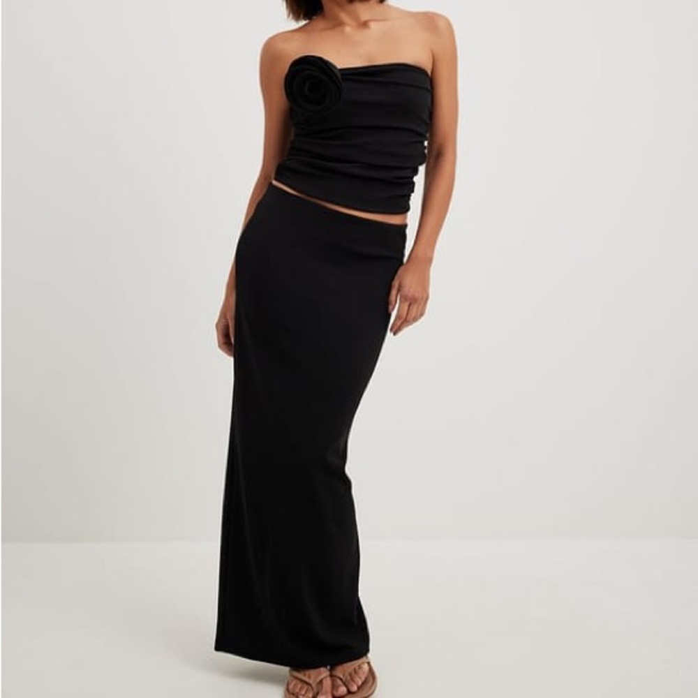 (A12) NA-KD Jersey Low Waist Skirt‎ Elegant Black Maxi Skirt, Size XS, NWT